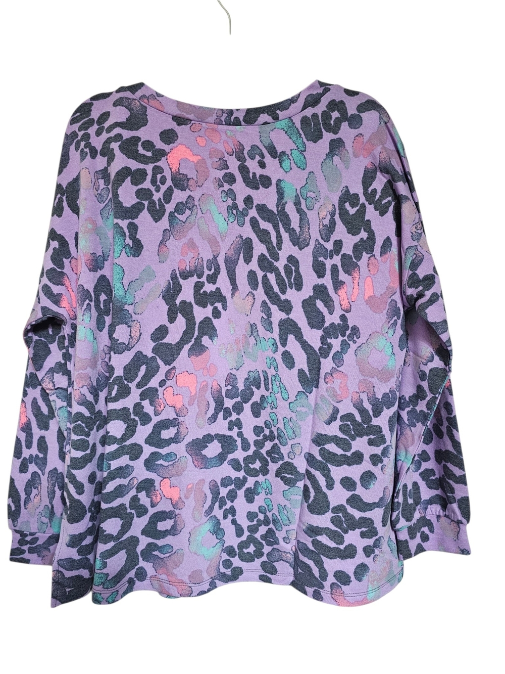 Dear Scarlett Purple Leopard Print V-Neck Sweatshirt - Picture 3 of 5